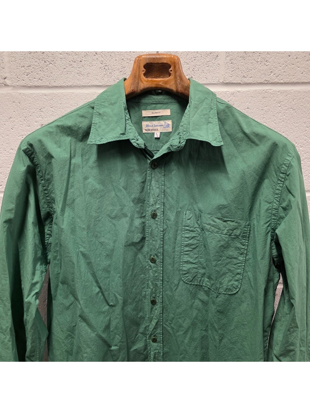 Merz B. Schwanen Men's Cotton Relaxed Fit Green Organic 24x32 6 / L Field Shirt